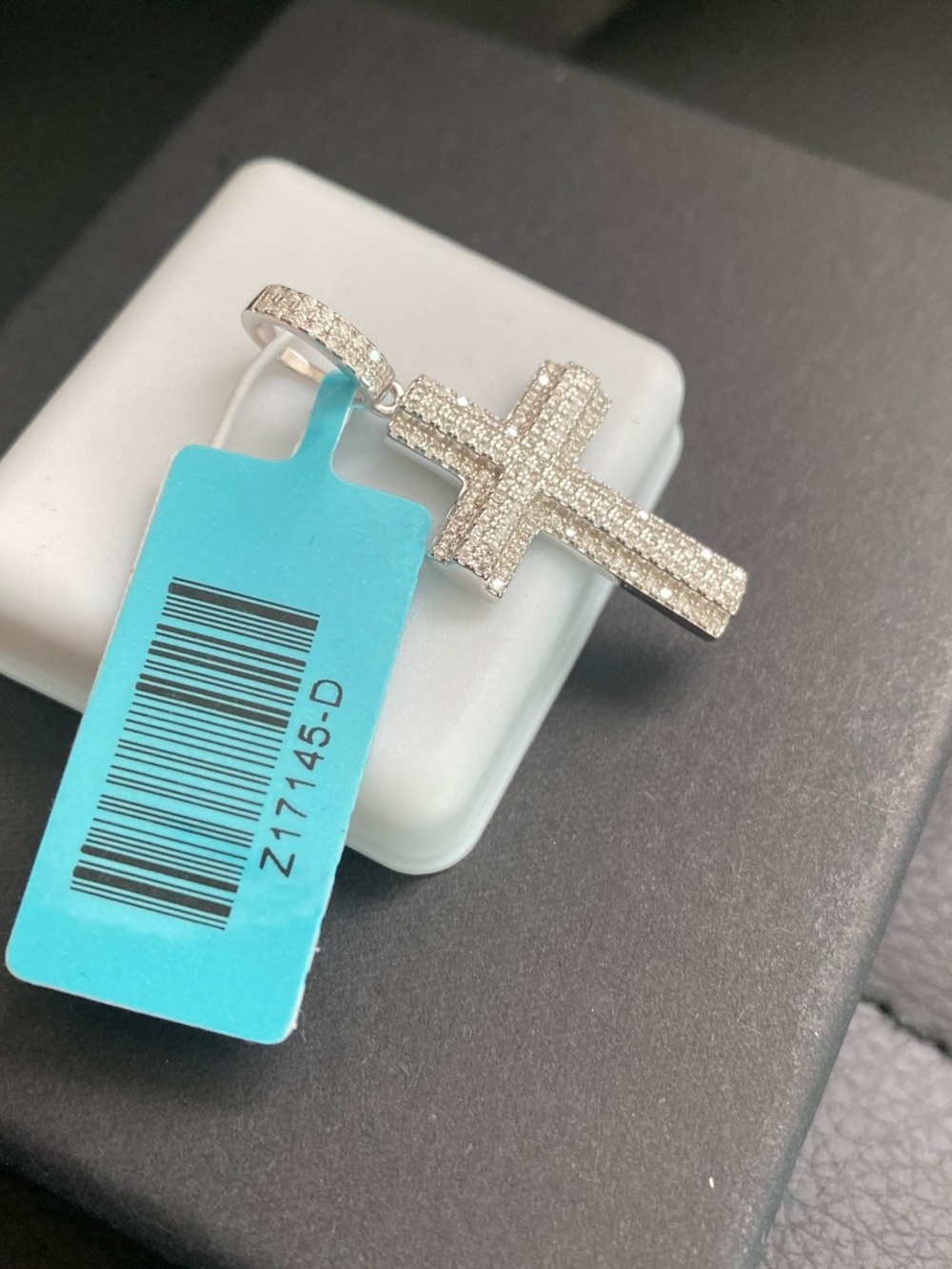 Silver Moissanite Cross Pendant - Picture 3 of 6